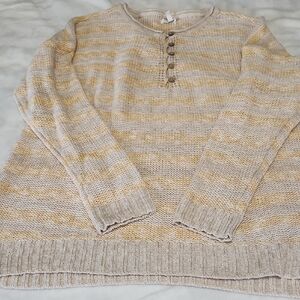 Maurices Cream and Yellow Knit Sweater For Spring